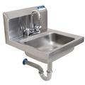 Bk Resources Hand Sink Stainless Steel W/ Faucet, P-Trap 2 Holes 13-3/4"x10"x5" BKHS-D-1410-PT-G